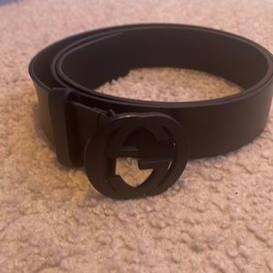 Gucci Black Leather Belt with Black Double G Buckle